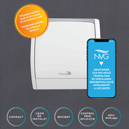 Sistem de Ventilare cu Recuperare de Caldura – NovingAIR Phantom EVO APP 160, SMART